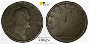 1723 Hibernia Half Penny Colonial Copper Pcgs VF25 - Picture 1 of 3