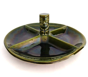 MCM Authentic Tiki God Divided Serving Platter #1029 Green Calif USA 12" RARE - Picture 1 of 10