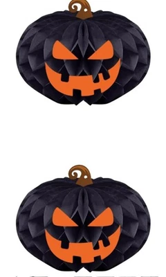 2025 Halloween Party Decoration Honeycomb Ball Pendant Black Pumpkin Face Three- - Image 1 of 4