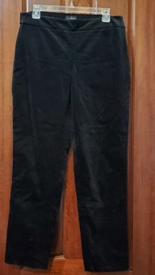 TALBOTS Talla 8 Negro Terciopelo Cremallera Lateral Delgado Tobillo Pantalón - 32" Cintura X 29" Entrepierna Foto 1 de 4
