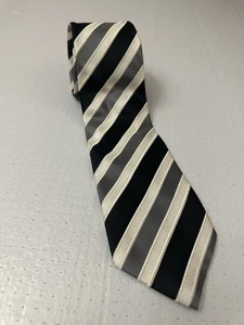 Donald J Trump Signature Collection Krawatte aus 100 % Seide schwarz weiß grau gestreift 61,5 Zoll L - Bild 1 von 5