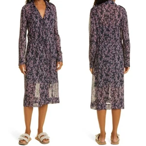 Rag & Bone Black Floral Field Printed Long Sleeve Midi Dress Women’s 00 NWT - Picture 1 of 9