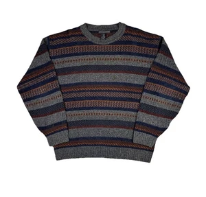 Vintage Geoffrey Beene Abstract Striped Pullover Ribbed Knit Sweater Size L - Picture 1 of 5