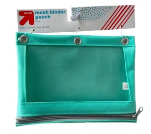 Teal Zip Up Mesh Binder Pouch Up & Up Clear Mesh 3 Ring - Set Of 2 - Picture 1 of 3