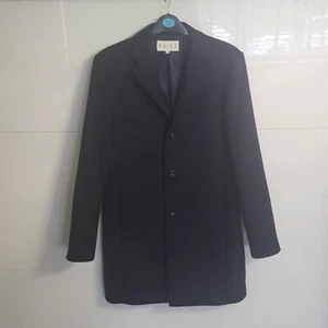 Reiss Men’s Wool Blend Navy Overcoat Uk Size Small - Picture 1 of 10