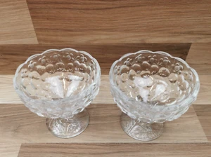 2 x Vintage Ex große Erdbeere geprägt Glas Eisbecher/Wüste Geschirr - Bild 1 von 11
