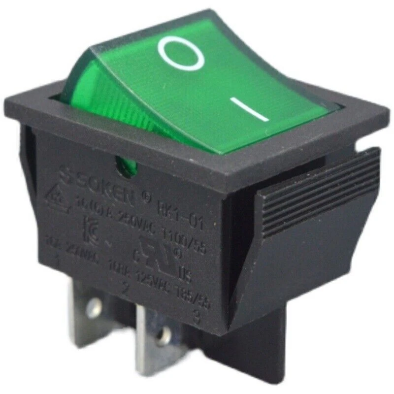 MARKENLOS 5pcs RK1-01 For SOKEN 4 pins Rocker Switch 16A 250VAC With Green Light