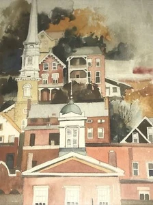 Mary G. Herrera - Galena Illinois - Originale - Quadro ad acquerello - Arte firmata - Foto 1 di 6