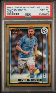 2022-23 Topps Merlin UCC Kevin De Bruyne #91 /50 Gold holo Man City PSA 10 POP 4 - Picture 1 of 2