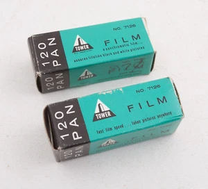 Tower 120 Pan Black & White Film 2 Boxes (E4L) Sears B&W No 7126 Aug 1965 12 Exp - Picture 1 of 4