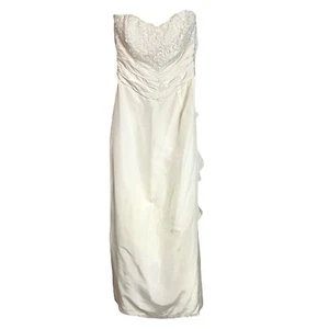Vintage 80s Gunne Sax White Long Dress Sequined Strapless Wedding Gown Size 9/10 - Picture 1 of 8