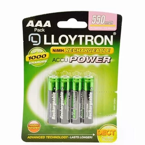 4 baterías recargables Lloytron AAA 550mAh AccuPower NiMH (TELÉFONOS INALÁMBRICOS) - Imagen 1 de 1