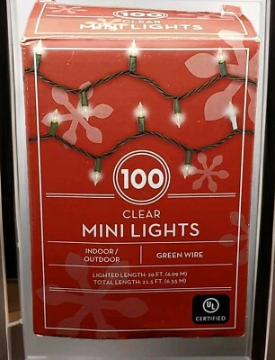  Clear Incandescent Mini String Lights Green Wire Indoor Outdoor 2 Modes New  - Image 1 of 3