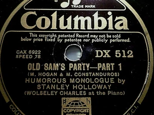 Stanley Holloway & Wolseley Charles "Old Sam ́s Party - Part I & II" Columbia 10" - Imagen 1 de 2