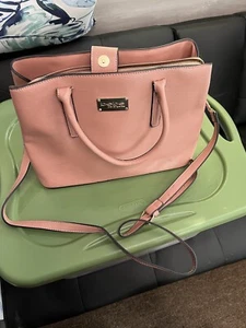 Authentic Bebe Aubrey Satchel  Crossbody Purse Tote, Dark Blush Preowned - Picture 1 of 8