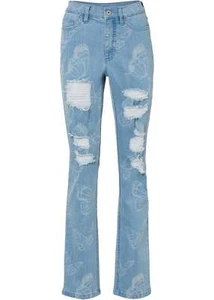 Neu Straight Jeans mit Schmetterlingsdruck Normal Gr. 44 Eisblau Damen-Pants - Bild 1 von 1