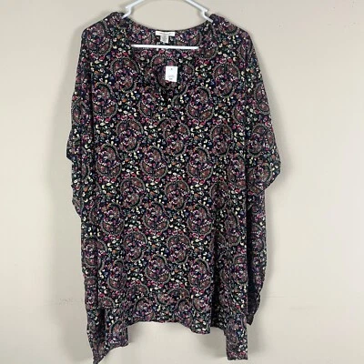 Blusa túnica mujer Westbound talla 2X manga corta cachemira púrpura negra nueva con etiquetas Foto 1 de 4