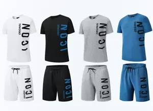 Neu Herren T-Shirt + Shorts Set ICON2 strukturiertes Waffelmaterial Trainingsanzug Sommer - Bild 1 von 17