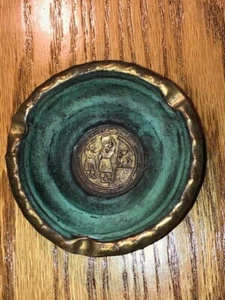 Vintage Messing/Patina Israel Aschenbecher 4 1/2" Breite x 1" Tiefe geprägt - Bild 1 von 5