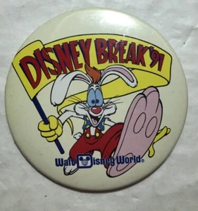 Disney Break 1991 Roger Rabbit Spring Break Walt Disney World Button Pin (C) - Picture 1 of 3