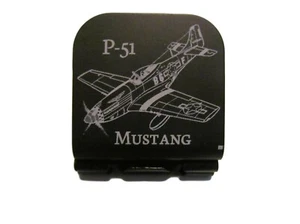 US P-51 Mustang Grabado con Láser Aluminio Sombrero Clip Brim-it - Imagen 1 de 9
