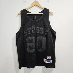 Vintage Stussy Skulls #80 Black Mesh Basketball Jersey Size Large RARE - Foto 1 di 12
