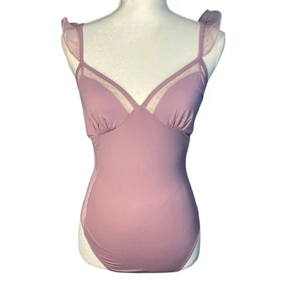 New, Le Lis Collection, Size Small, Pink Purple Mesh Flutter Sleeve Bodysuit - Image 1 of 4