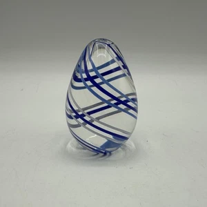 Virtex Swirled Blue and Gray Lined Paperweight - Bild 1 von 7