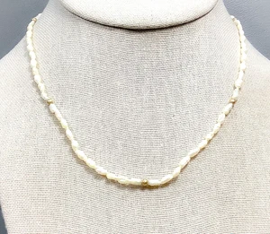 14k Gelbgold Reis Perlen Halskette 15" - Bild 1 von 7