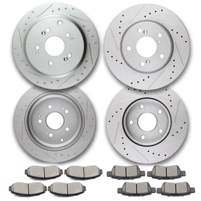 Slotted Front & Rear Brake Rotors And Ceramic Brake Pads For 05-10 Honda Odyssey Foto 1 de 4