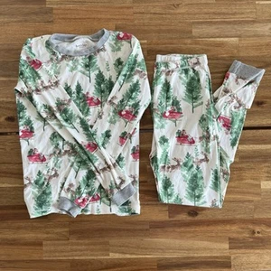 Burt’s Bees Kids 12 Red & Green Winter Trees Organic Long Pajamas Christmas - Picture 1 of 11