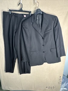 Tuta Daniel Cremieux 38S nera gessato 2 pezzi 31x28 Loro Piana 3 bottoni - Foto 1 di 21