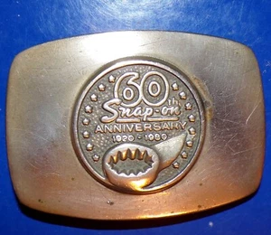 Vintage Snap-on Tools 60th Anniversary 1920-1980 Solid Silverbronze Belt Buckle - Picture 1 of 3