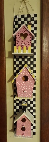 Designer Inspired triple bird house wall hanging, hand painted by seller Cover