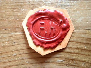 ANTIKES SIEGEL Wachs-Abguss Initialen F.H - Bild 1 von 3