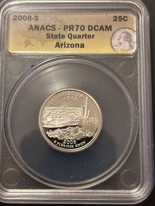 2008-S ARIZONA CLAD PROOF STATE QUARTER ANACS PR 70 DCAM - Picture 1 of 2