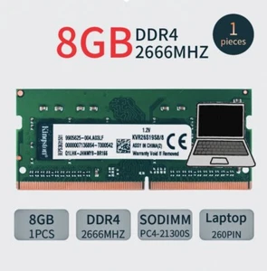 RAM Kingston 8GB DDR4 2666MHz PC4-21300 KVR26S19S8/8 SODIMM 260Pin Laptop Memory - Bild 1 von 9