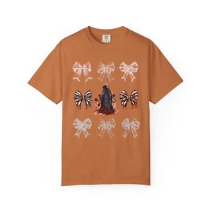 Gothic Reaper Croquette T-Shirt, Creepy Cute Halloween Tee with Blood Drip Bows - Picture 1 of 29