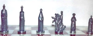 Old English Pewter Chess Set - Picture 1 of 7