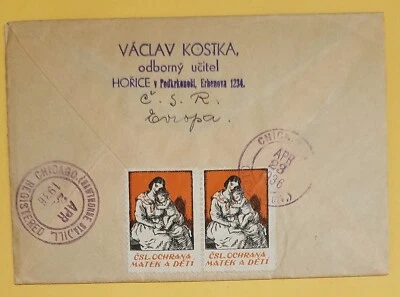 COVER SENT FROM CZECHOSLOVAKIA TO CHICAGO USA WITH SEVERAL STAMP PMK 1936 - Image 1 of 2