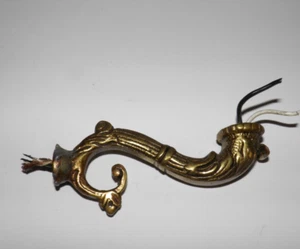 Antique, vintage, small, cast brass, decorative, chandelier wired arm. 3-1/2"L - Picture 1 of 12