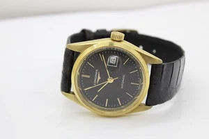 Longines Automatik Uhr L4463848 in 18k Gelbgold und schwarzem Lederarmband - Bild 1 von 10