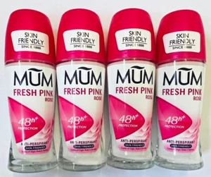 4 x Mum Fresh Pink Rose Deodorant Roll On Anti-Perspirant 48h Protection - Picture 1 of 1