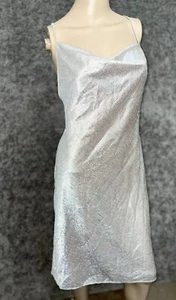 Victorias Secret Medium Silver Metallic Sheer Slip Dress Night Gown - Picture 1 of 12