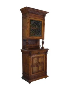 Buffetschrank Aufsatzschrank antik Gründerzeit Eiche massiv B: 88 cm -11413- - Bild 1 von 10