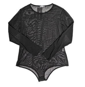 Womens SeeThrough Bodysuit Long Sleeve Sheer Mesh Lingerie Jumpsuit Leotard 16W - Picture 1 of 9