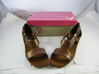 AEROSOLES CROWN CHEWLS BRONZE WEDGE SANDALS 8 1/2" M NIB - Изображение 1 из 4