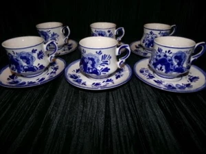 6er Set Tassen & Untertassen Delfts blau Demitasse Espresso ? SELTENER FUND 12 Stk. - Bild 1 von 12