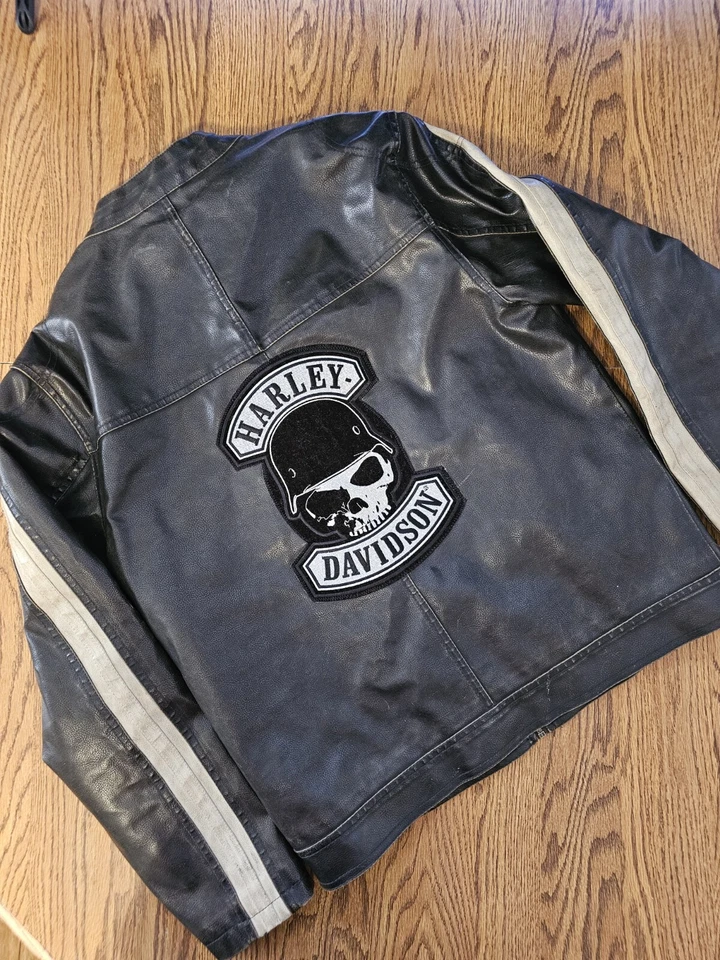 Harley Davidson Mens Motorcycle Zip Jacket Med Vtg Arizona Jean Co Faux Leather - Image 1 of 4