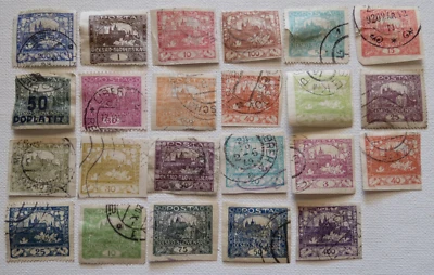 CZECHOSLOVAKIA 23 STAMPS Hradcany Imperf. 1919 Used Hinged - Image 1 of 4